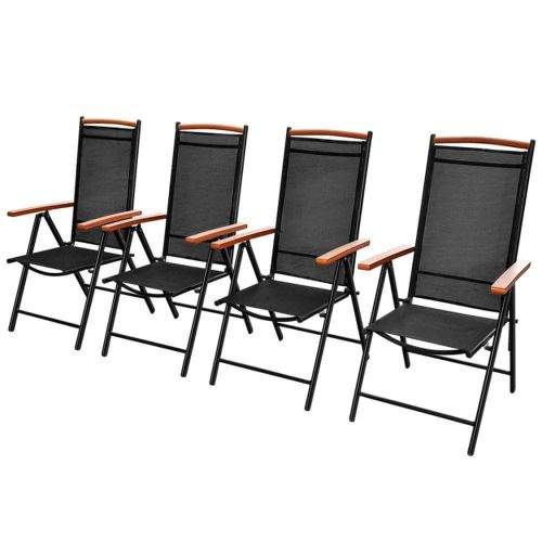 shumee Skládací zahradní židle 4 ks hliník a textilen černé