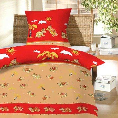 Český textil Povlečení bavlna do postýlky Želvy červené 90x130, 45x60 cm