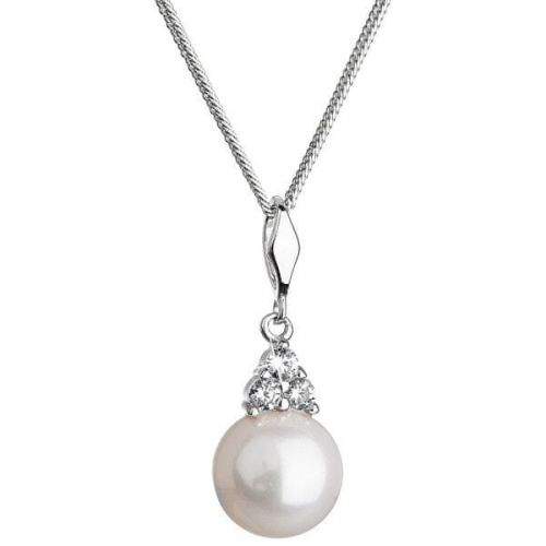 Evolution Group Stříbrný náhrdelník s pravou říční perlou a zirkony 22033.1 (řetízek, přívěsek) stříbro 925/1000