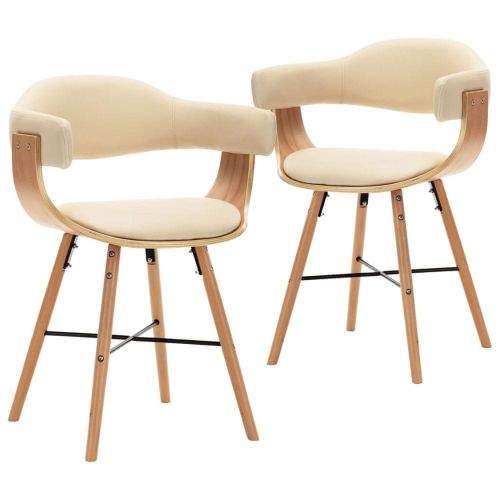 shumee Jídelní židle 2 ks krémové umělá kůže a ohýbané dřevo