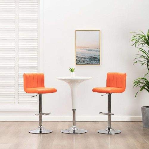 shumee Barová stolička oranžová umělá kůže