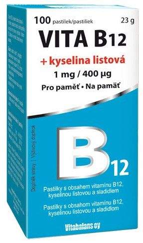 Vitabalans Vita B12 + Kyselina listová 1 mg/400μg 100 pastilek