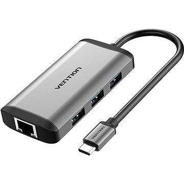 Vention Type-C (USB-C) to HDMI + 3x USB3.0 + RJ45 + PD Converter 0.15M Gray Metal Type (CNCHB)