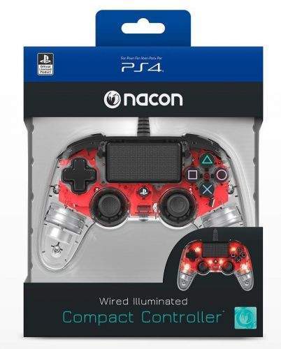 Bigben Nacon Wired Compact Controller PS4 - průhledný červený 