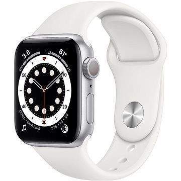Apple Watch Series 6 44mm Stříbrný hliník s bílým sportovním řemínkem