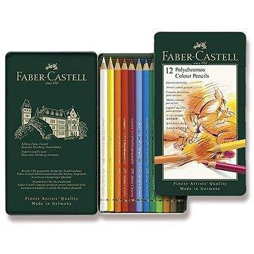 Pastelky Faber-Castell Polychromos v plechovové krabičce, 12 barev