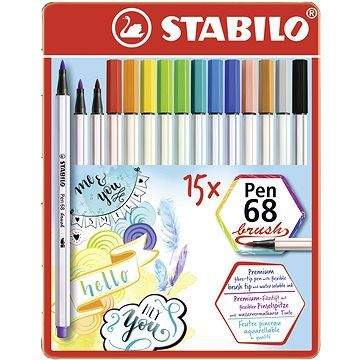 STABILO Pen 68 brush 15 ks kovové pouzdro