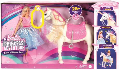 Mattel Barbie Princess Adventure Princezna a kůň se světly a zvuky