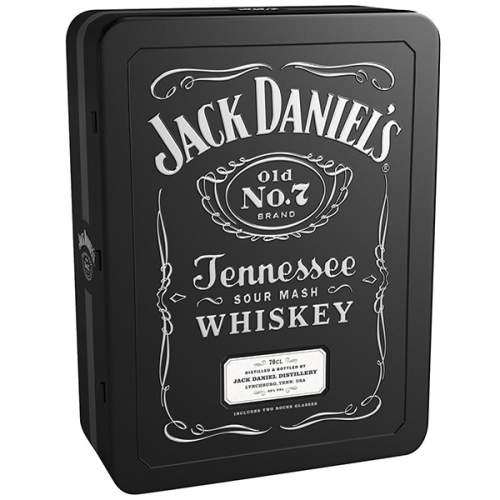 Jack Daniels 0,7l 40% + 2x sklo dárkové balení plech