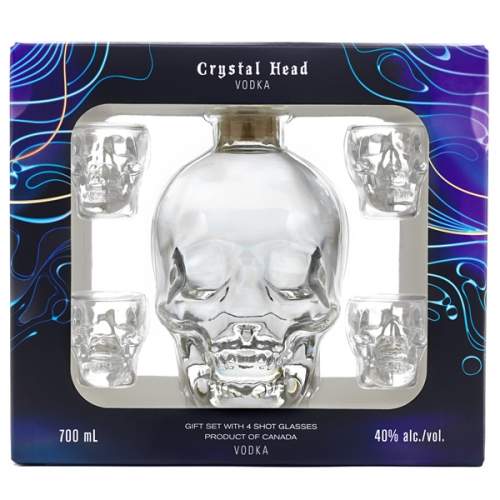Vodka Crystal Head 0,7l 40%+4xSklo Skull shots
