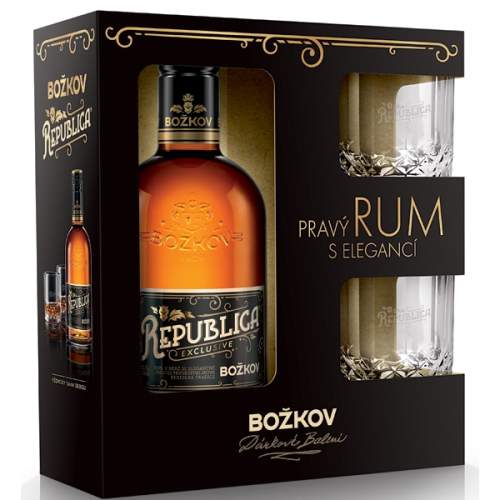 Rum Republica Exclusive Božkov 0,5l 38%+2xSklo