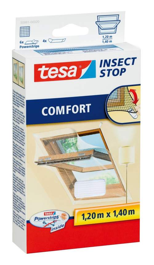 TESA Síť proti hmyzu do střešního okna COMFORT, bílá, 1,2m x 1,4m 55881-00020-00