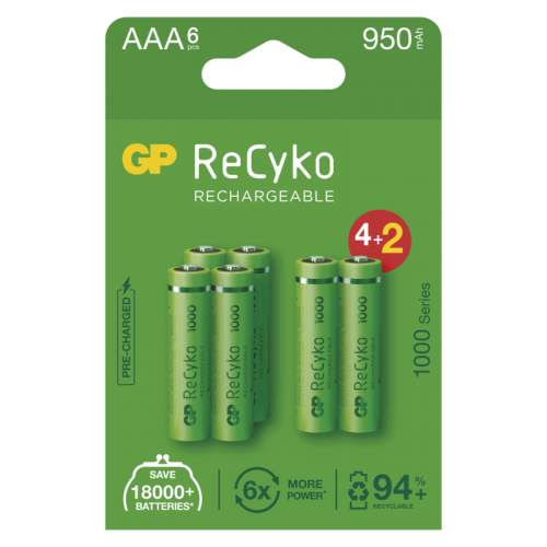 GP ReCyko 950 mAh AAA (HR03), 6 ks