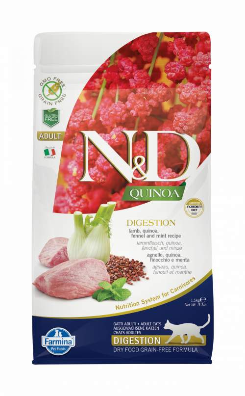 Farmina Pet Foods N&D GF Quinoa CAT Digestion Lamb & Fennel 1,5kg