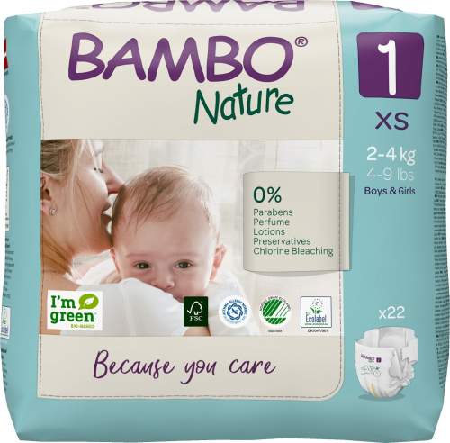 BAMBO Nature Pleny jednorázové 1, 22 ks, 2-4 kg