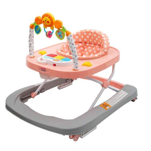 New Baby Dětské chodítko se silikonovými kolečky Forest Kingdom Pink