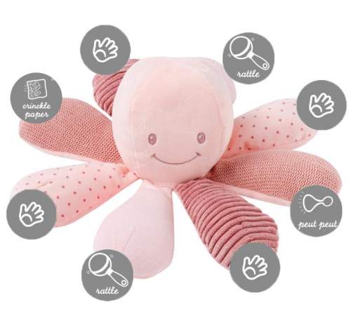 Nattou Edukační hračka chobotnička 8 aktivit Lapidou Pink