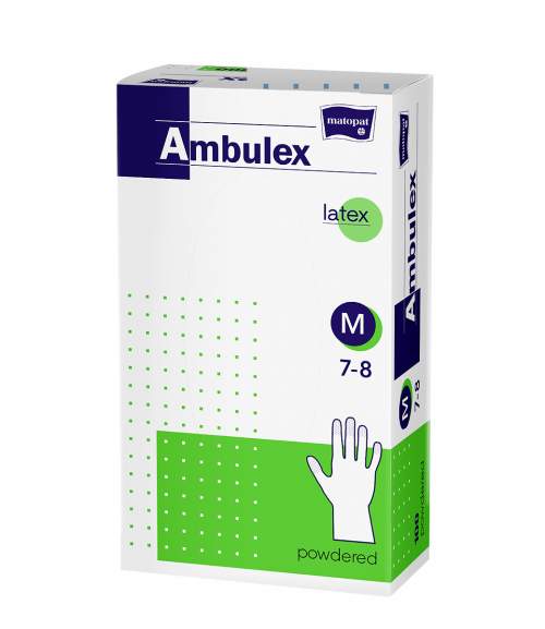 Ambulex rukavice latexové M, 100ks