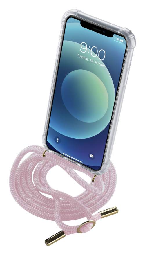 Cellularline zadní kryt s růžovou šňůrkou na krk pro Apple iPhone 12 Mini
