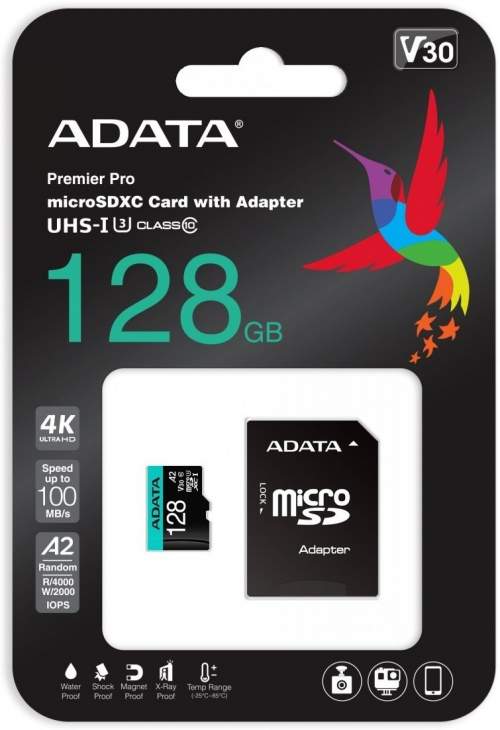 ADATA Premier Pro MicroSDXC 128GB (100R/80W) + adaptér