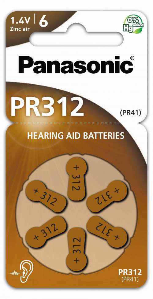 Panasonic PR312(PR41) baterie do naslouchadel 6ks