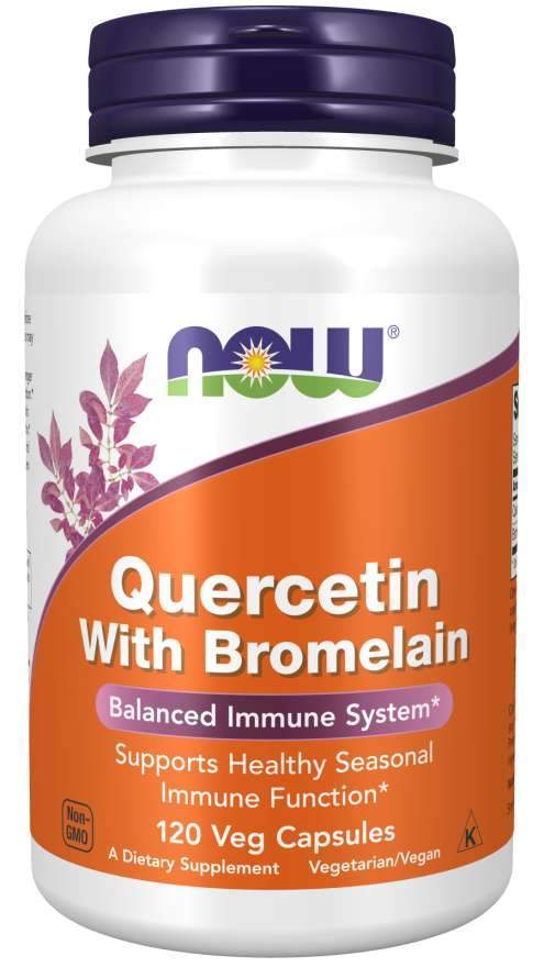 NOW® Foods NOW Quercetin & Bromelain, Kvercetin, 120 rostlinných kapslí