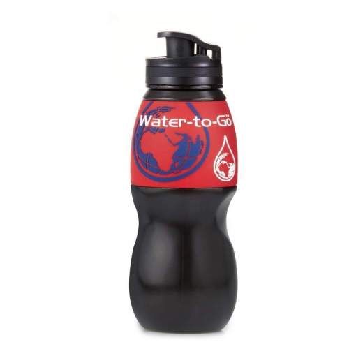 Water-to-GO 0,75 l černá s červeným lemem