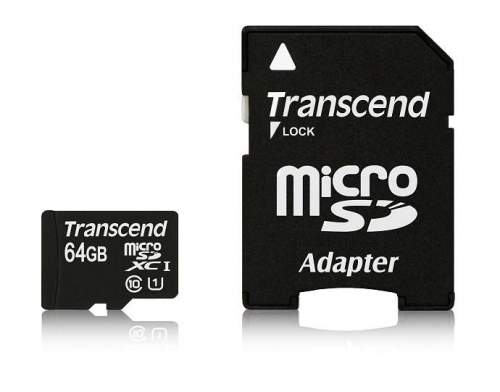 Transcend microSDXC 64GB Class10 + adaptér