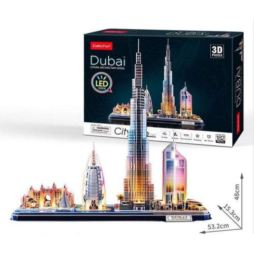 Cubicfun 3D Dubai s LED světlem 182 dílků