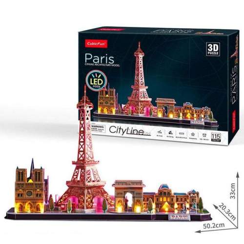 Cubicfun 3D Paříž s LED světlem 115 dílků