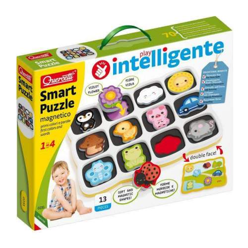 Quercetti Smart Puzzle Magnetic first colors and words - magnetická skládačka