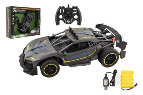 Teddies Auto RC Sport antracit 33cm plast 2,4GHz na baterie + dobíjecí pack v krabici 43x36x13cm