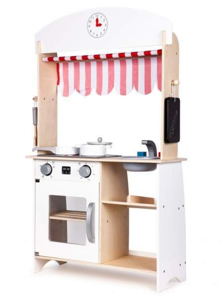 Eco Toys Dřevěná kuchyňka, 101 x 60 x 27 cm bílá