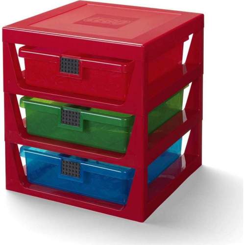 LEGO organizér se třemi zásuvkami červená