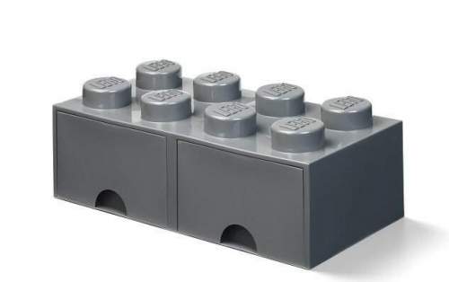 LEGO Úložný box 8 s šuplíky tmavě šedá