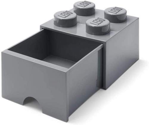LEGO úložný box 4 s šuplíkem tmavě šedá