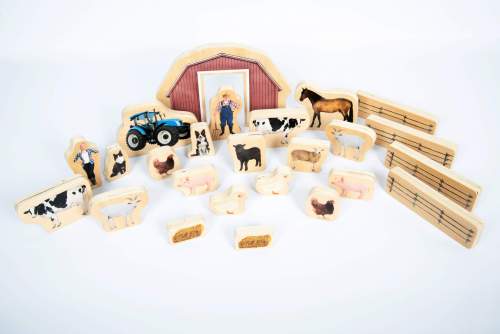 TickiT Dřevěné zvířátka - Farma / Wooden farm blocks
