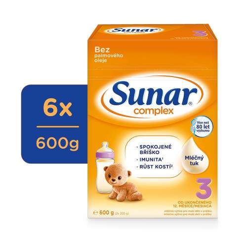 Sunar Complex 3, batolecí mléko, 6x600g