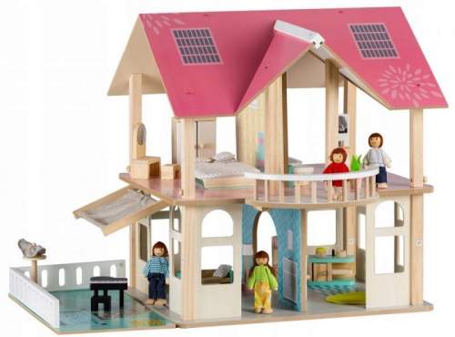 Eco toys Dřevěný domek pro panenky s balkónem - Rezidence Modern