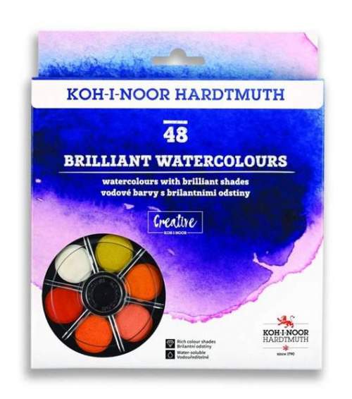 Koh-i-noor vodové barvy/vodovky BRIILIANT kulaté 48 barev