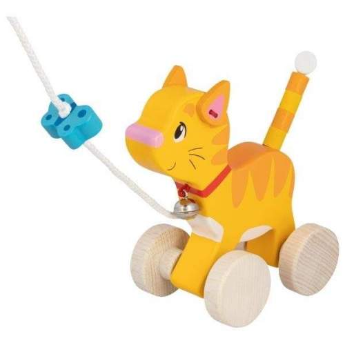 Goki Edukační dřevěná hračka s rolničkou, kočička 15 cm