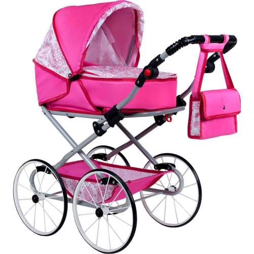 New Baby Retro kočárek pro panenky 2v1 Natálka růžový