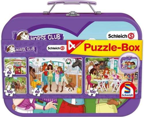 Schmidt Puzzle v plechovém kufříku Horse club 4v1