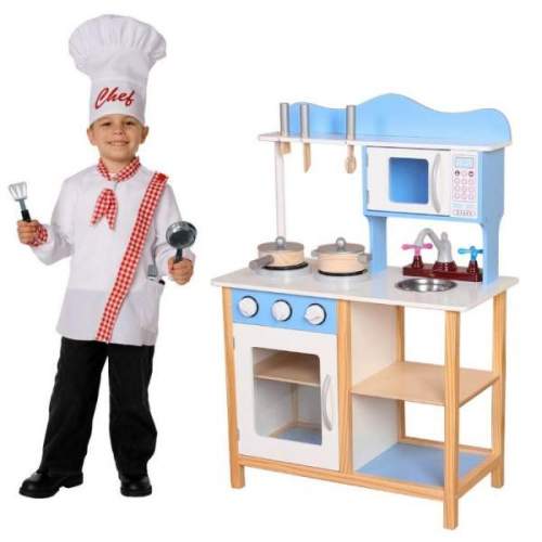 Eco Toys Dřevěná kuchyňka s příslušenstvím modrá