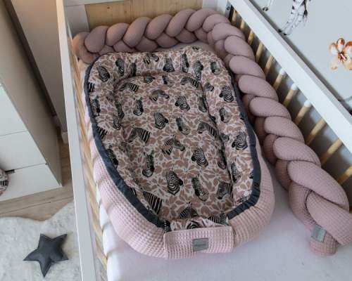 Baby Nellys Oboustranné hnízdečko, kokon Vafel, bavlna LUX, 60 x 90 cm - Zebra