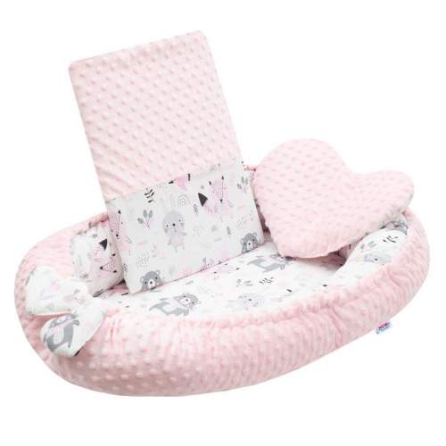 Luxusní hnízdečko s polštářkem a peřinkou New Baby Varianta: z Minky - růžová