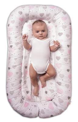 Baby Nellys Maxi oboustranné hnízdečko pro miminko Srdíčka a hvězdičky - růžový