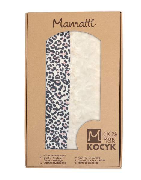 Mamatti bavlněná deka s minky 80 x 90 cm, Gepardík, bílá