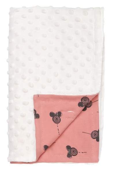 Mamatti bavlněná deka s minky 75 x 90 cm, Minnie, pudrová