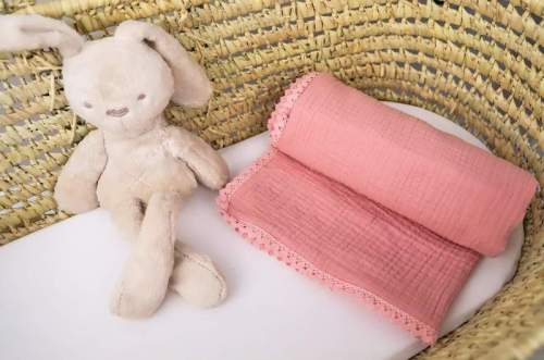 Baby Nellys jednovrstvá mušelínová deka, 75 x 100 cm, růžová